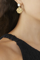 Wave Dangling Earrings, 18k Gold-Plated Brass